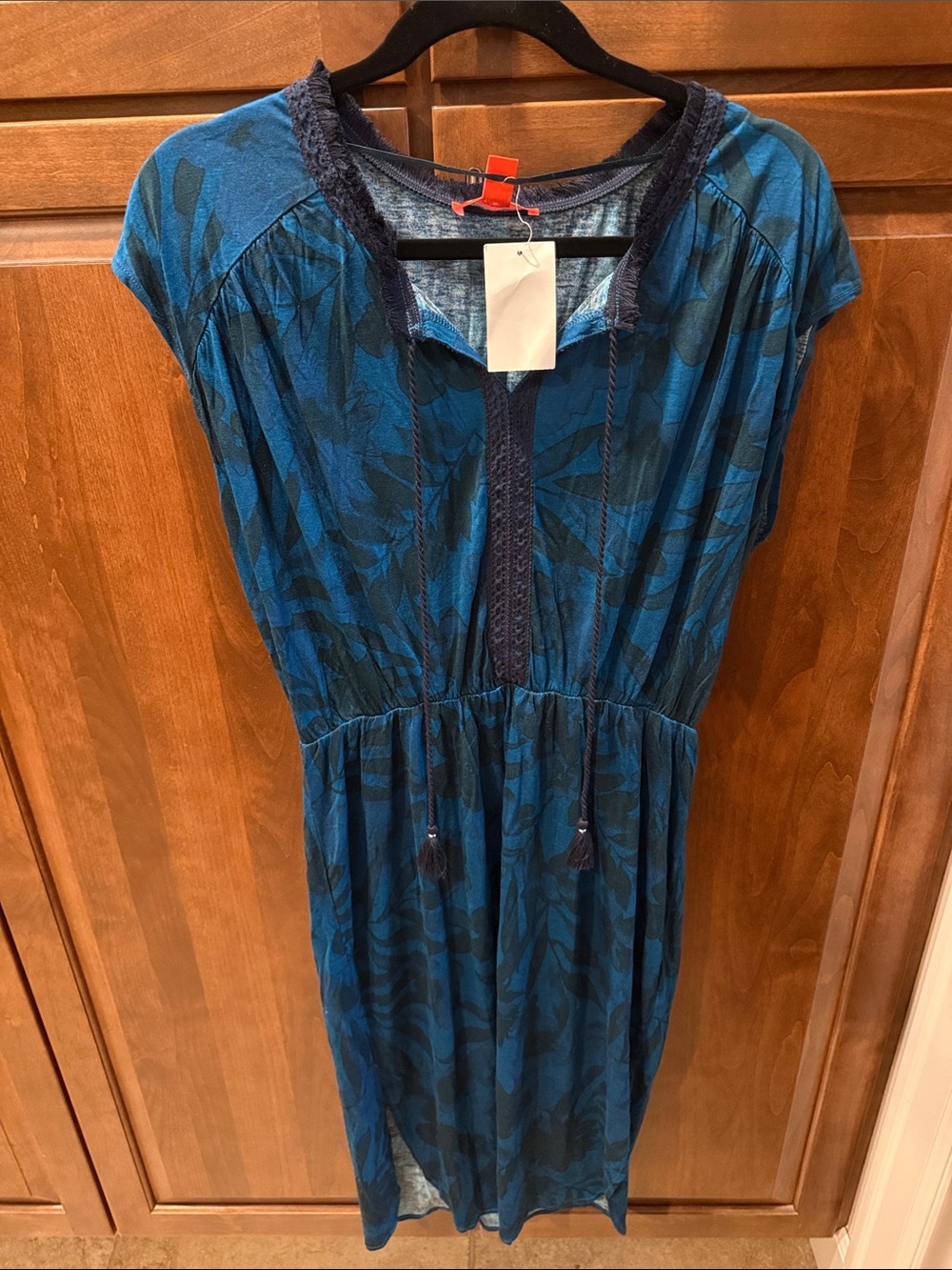 Joe Fresh Blue Textured Top with Red Label - NWT